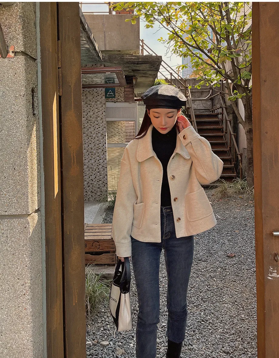 RIRINCO シングルボタンショート丈コート