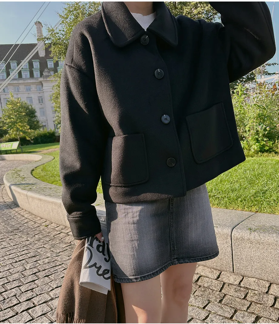 RIRINCO シングルボタンショート丈コート