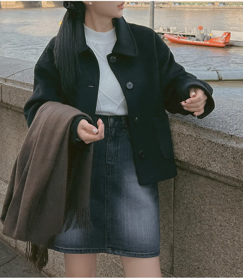 RIRINCO シングルボタンショート丈コート