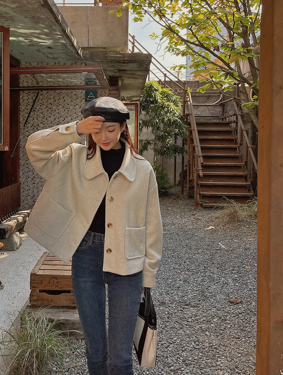 RIRINCO シングルボタンショート丈コート