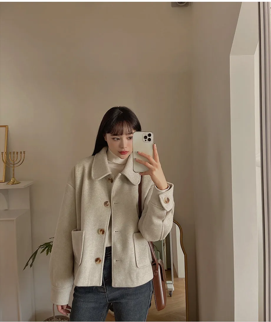 RIRINCO シングルボタンショート丈コート