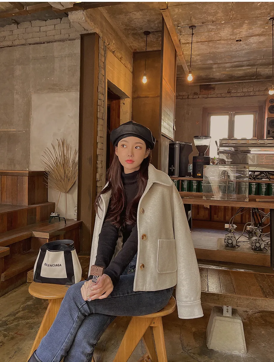 RIRINCO シングルボタンショート丈コート