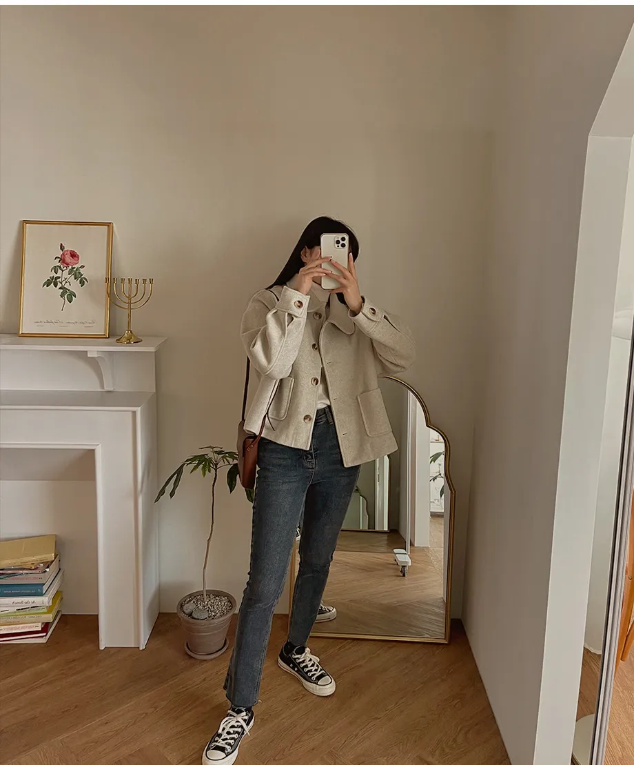 RIRINCO シングルボタンショート丈コート