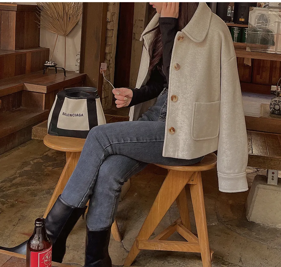 RIRINCO シングルボタンショート丈コート