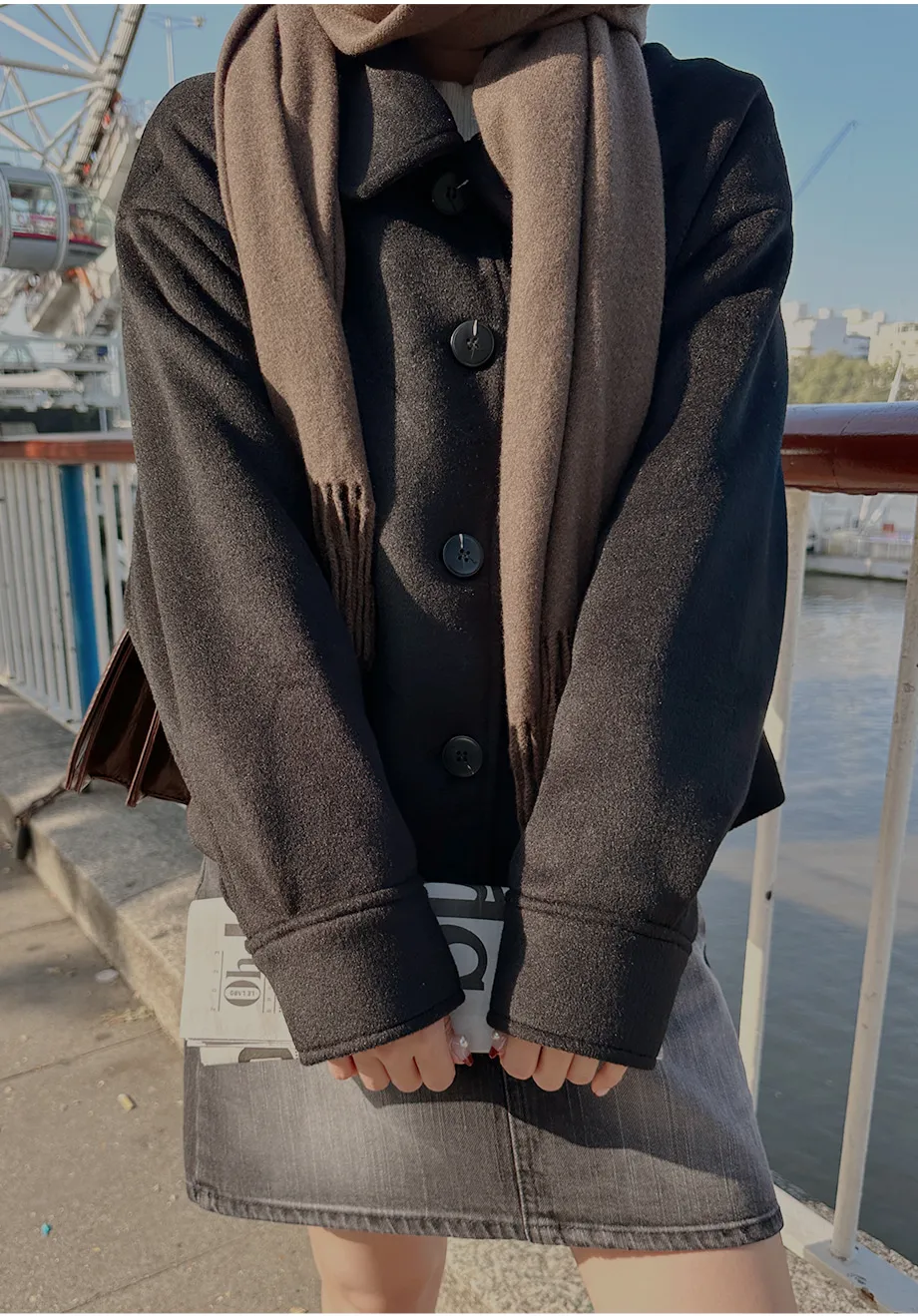 RIRINCO シングルボタンショート丈コート