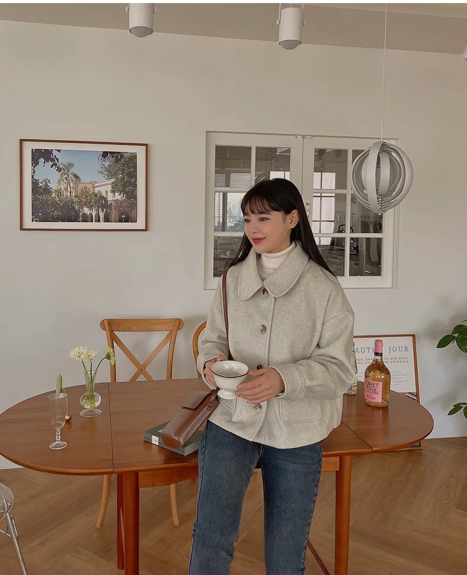 RIRINCO シングルボタンショート丈コート