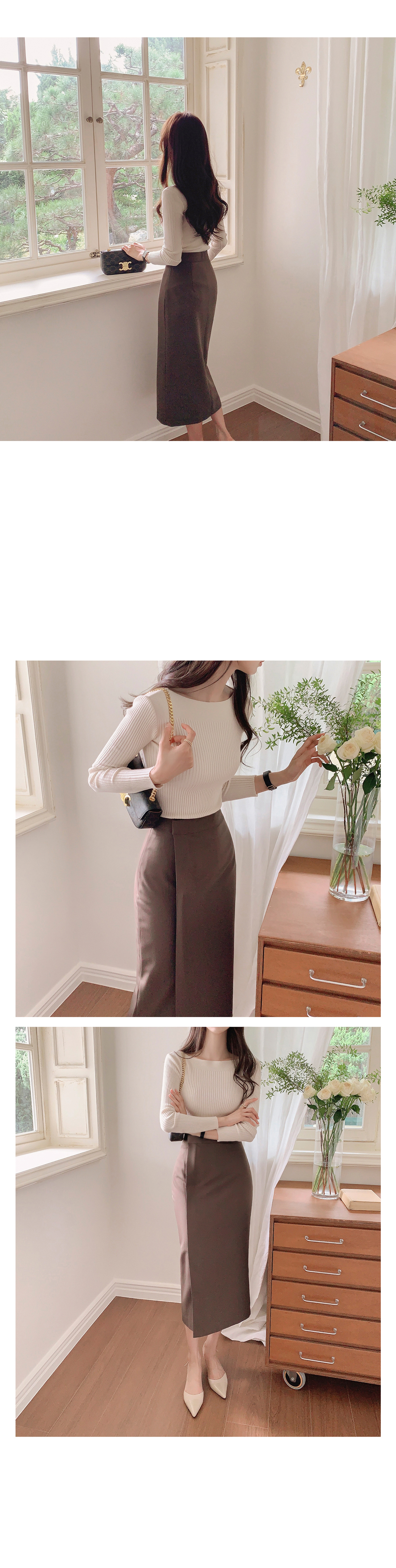 りり　ライトグレーXS ボートネックリブ編みニット | レディースファッション通販 - DHOLIC