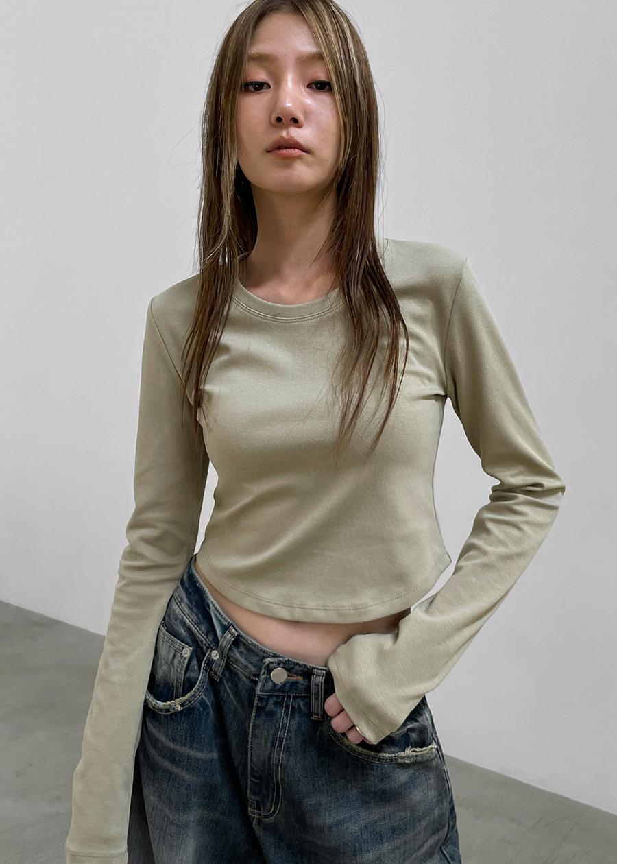 DIESEL ブラック 長袖 クロップド リブTシャツ Women's 長袖 クロップド Tシャツ BLACK LABEL SS25 ブラック