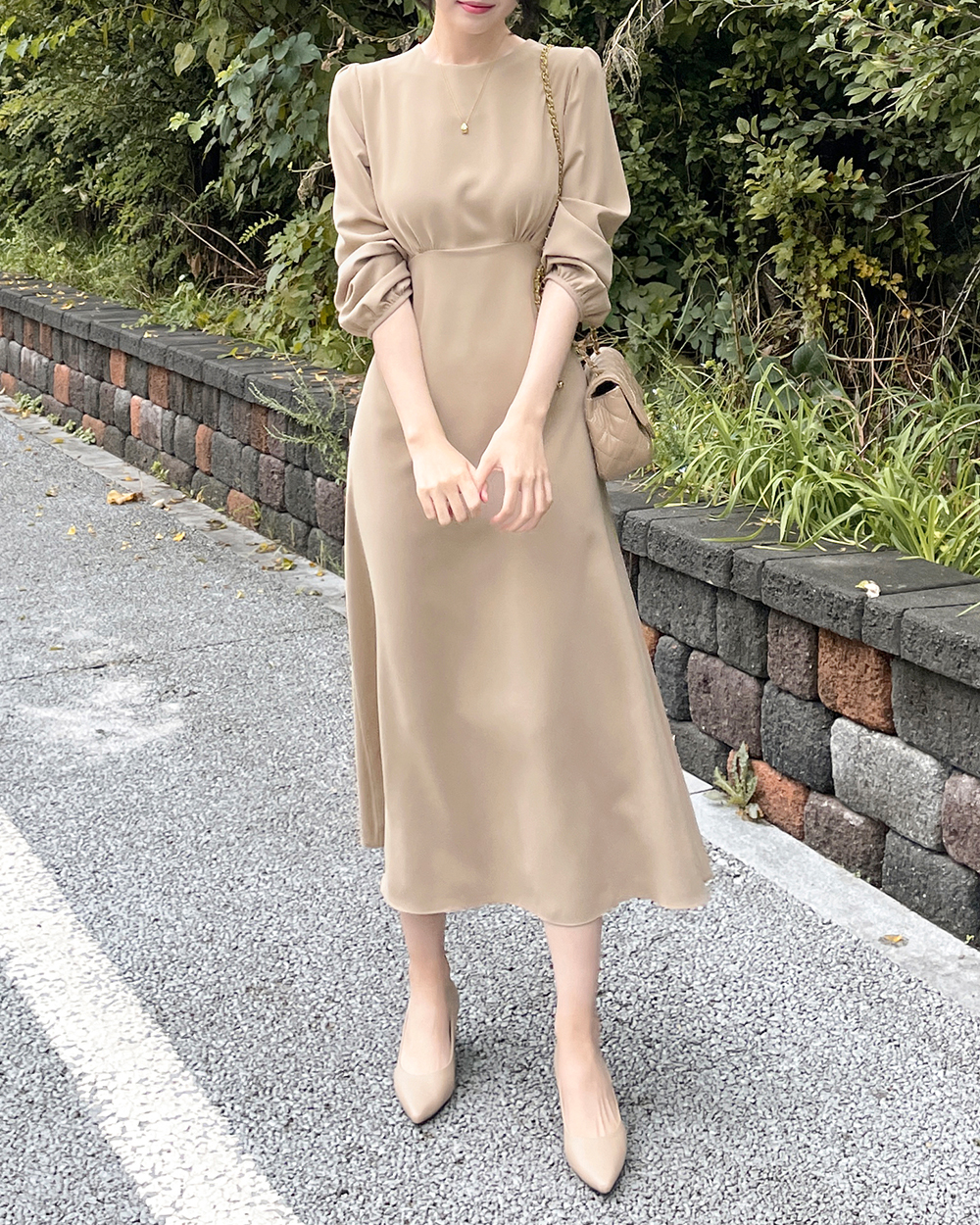 BEANPOLE LADIES◆ラウンドネックフレアワンピース◆ ラウンドネックAラインワンピース | レディースファッション通販