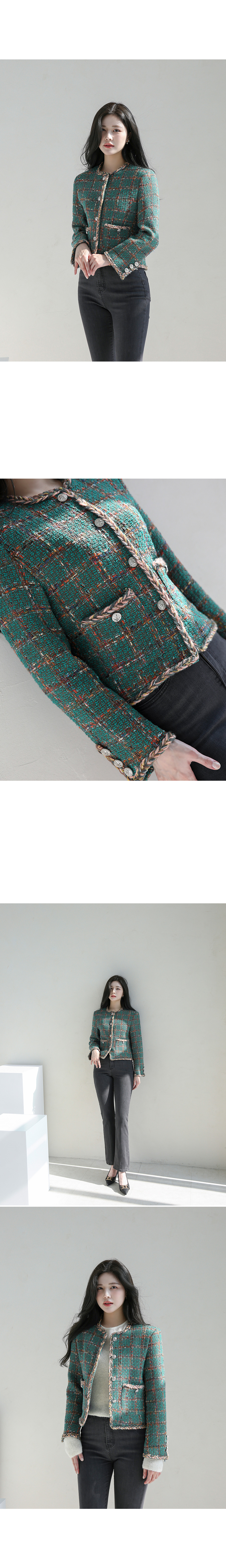 グリーンミックスツイードジャケット | レディースファッション通販