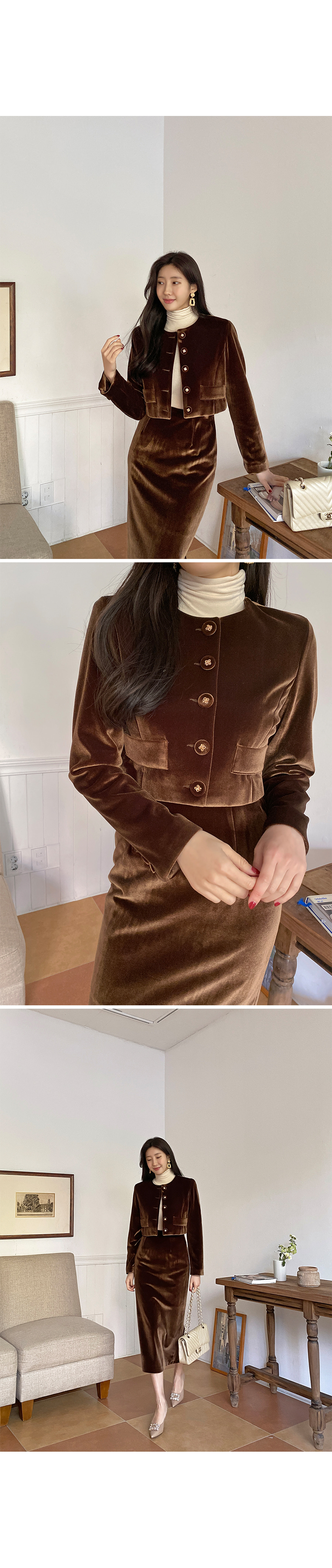 クロップドベロアジャケット | レディースファッション通販 - DHOLIC