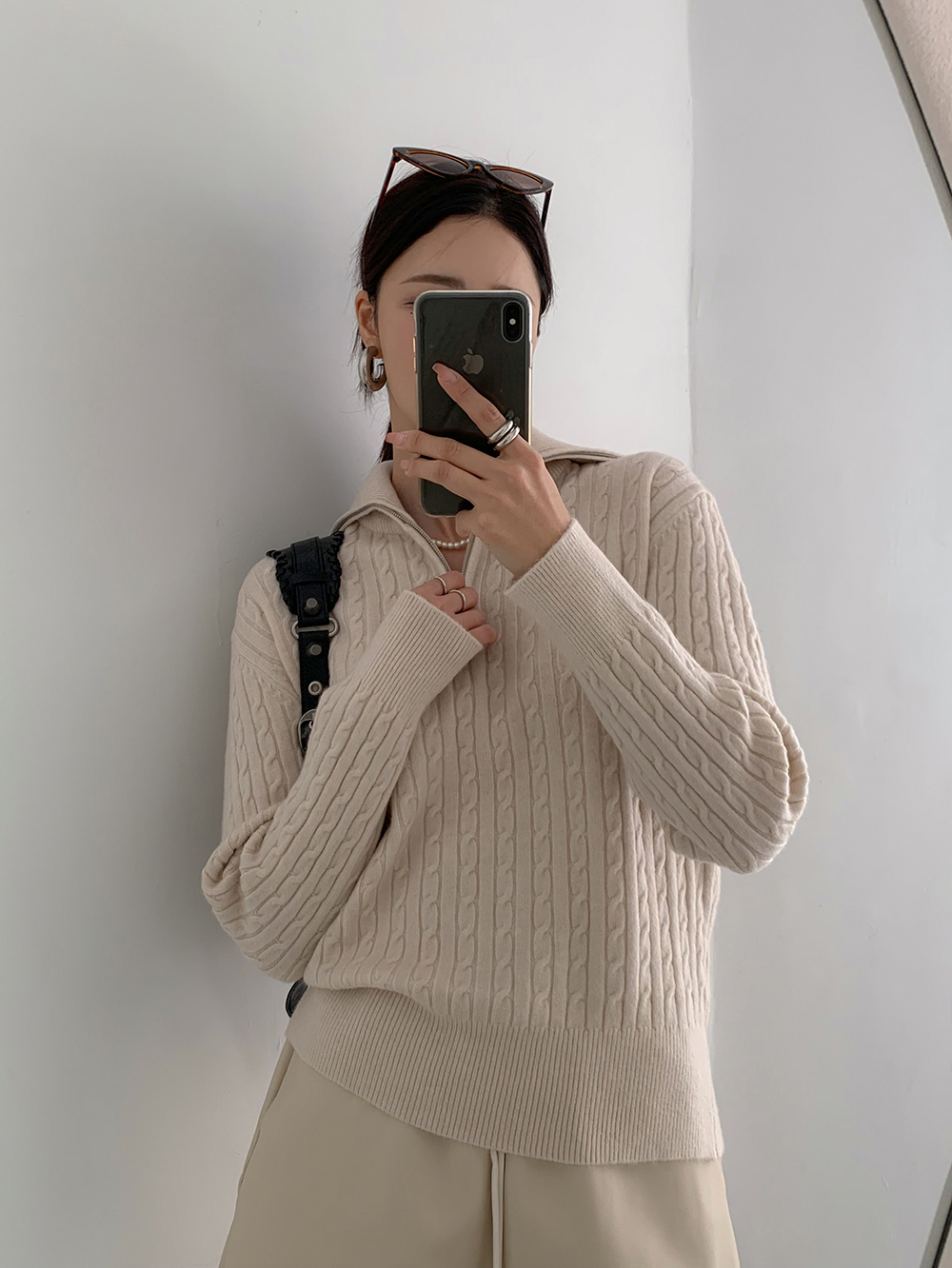 ハーフジップケーブルニット | レディースファッション通販 - DHOLIC