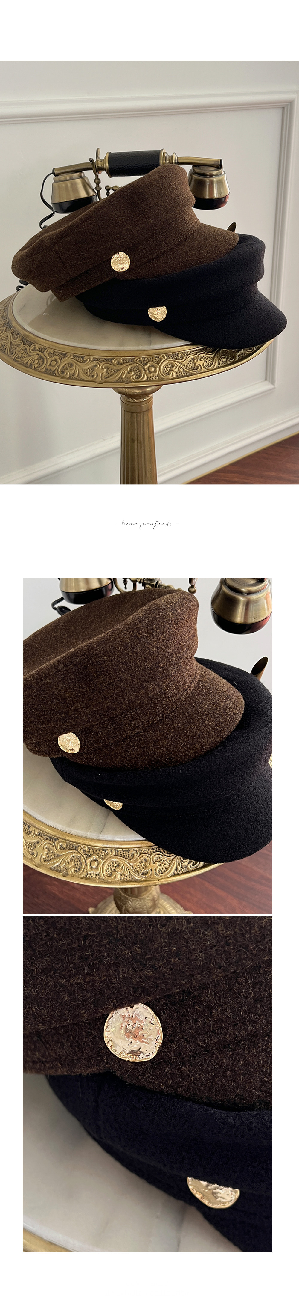 own garment product/ ヘリンボーン キャスケット an meets zakka ベルトポイントヘリンボーンキャスケット