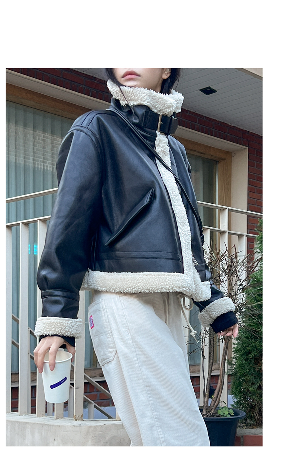 ネックベルトムートン風ジャケット | レディースファッション通販 - DHOLIC