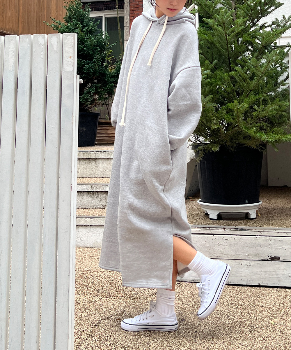 裏起毛ロングオーバーパーカーワンピース | レディースファッション