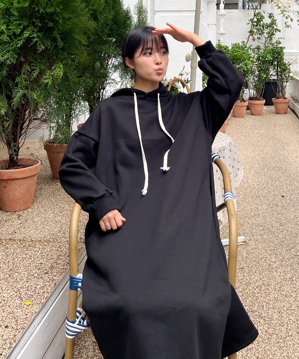 裏起毛ロングオーバーパーカーワンピース | レディースファッション