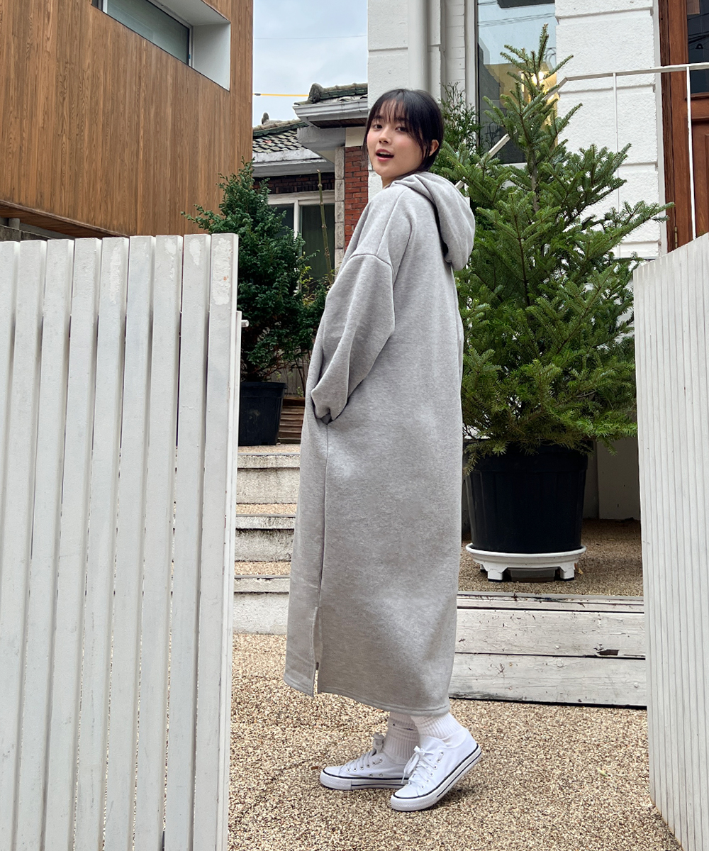 裏起毛ロングオーバーパーカーワンピース | レディースファッション