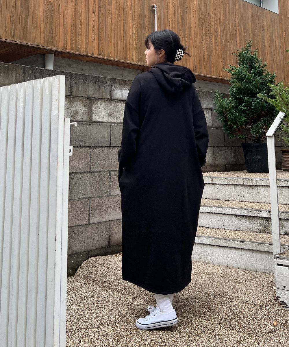 裏起毛ロングオーバーパーカーワンピース | レディースファッション