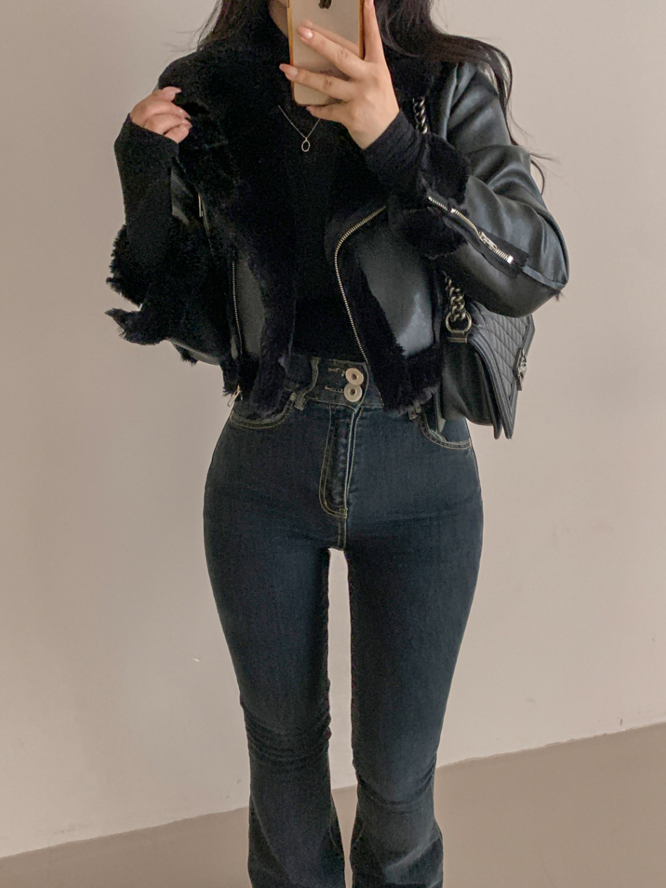 ラビットファーライダースジャケット | レディースファッション通販