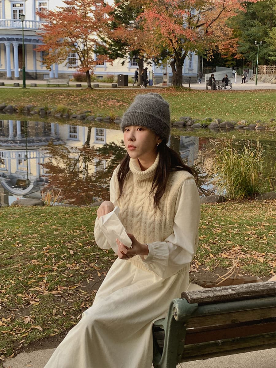 タートルネックケーブルニットベスト | レディースファッション通販