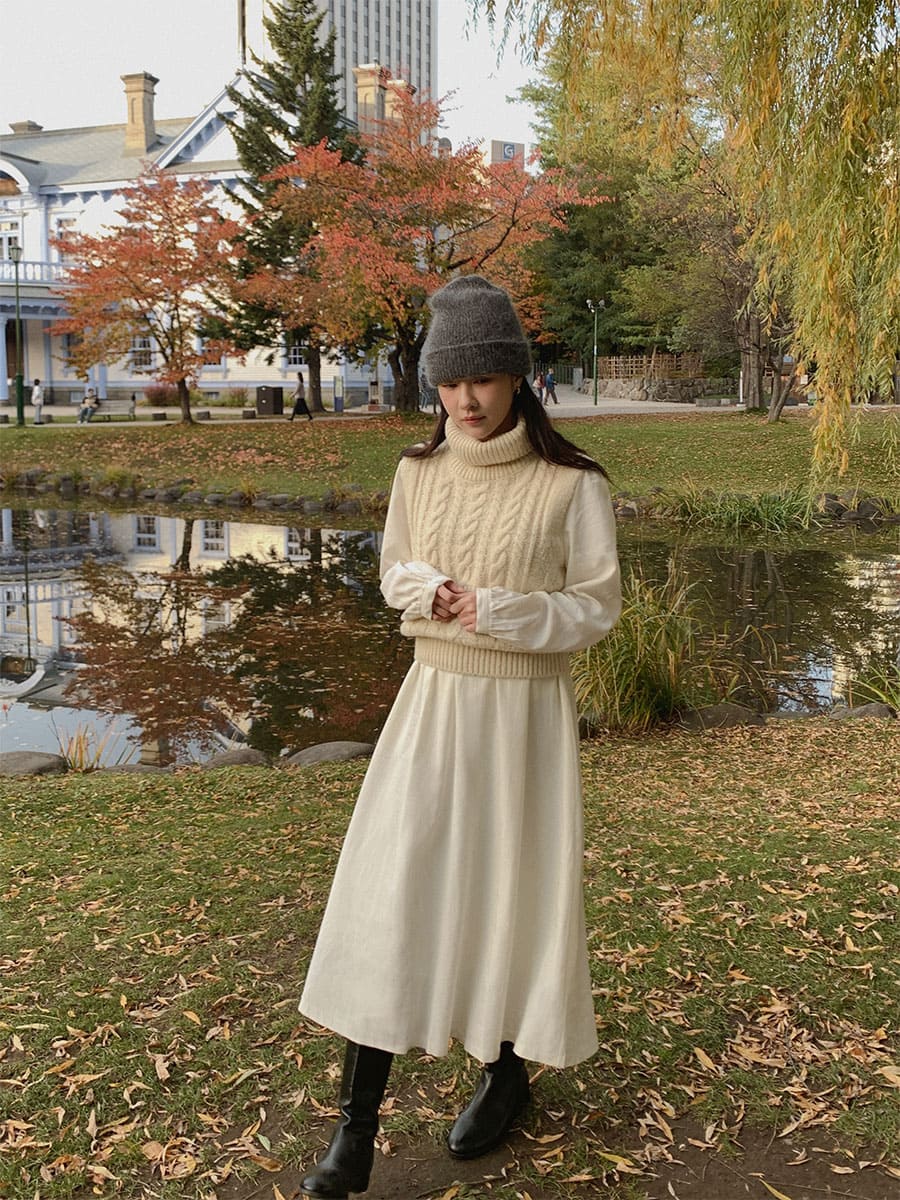 タートルネックケーブルニットベスト | レディースファッション通販