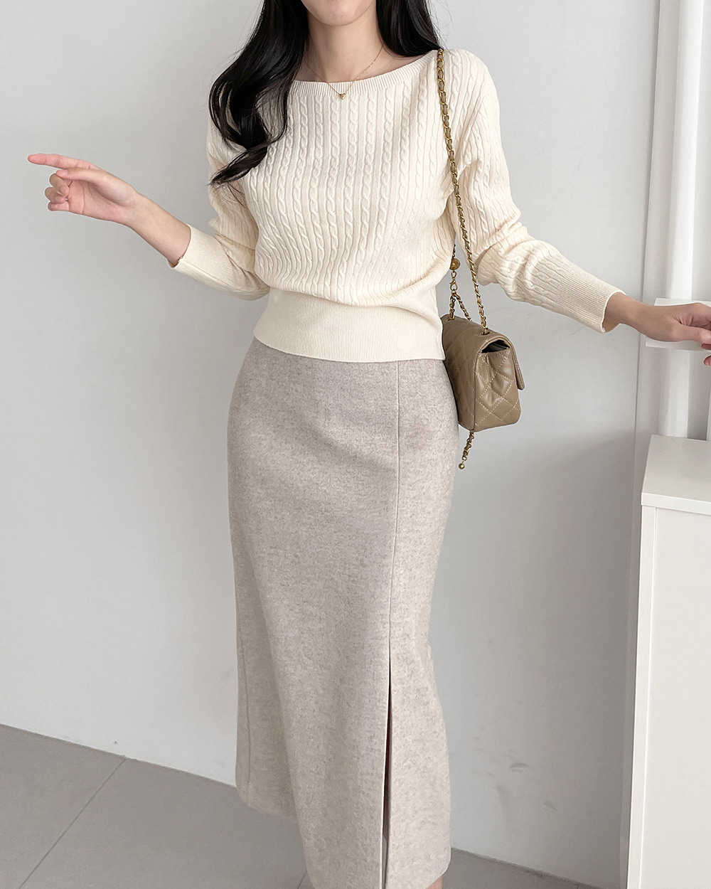 AND MARY クロップドニット ボートネックツイストクロップドニット | レディースファッション通販