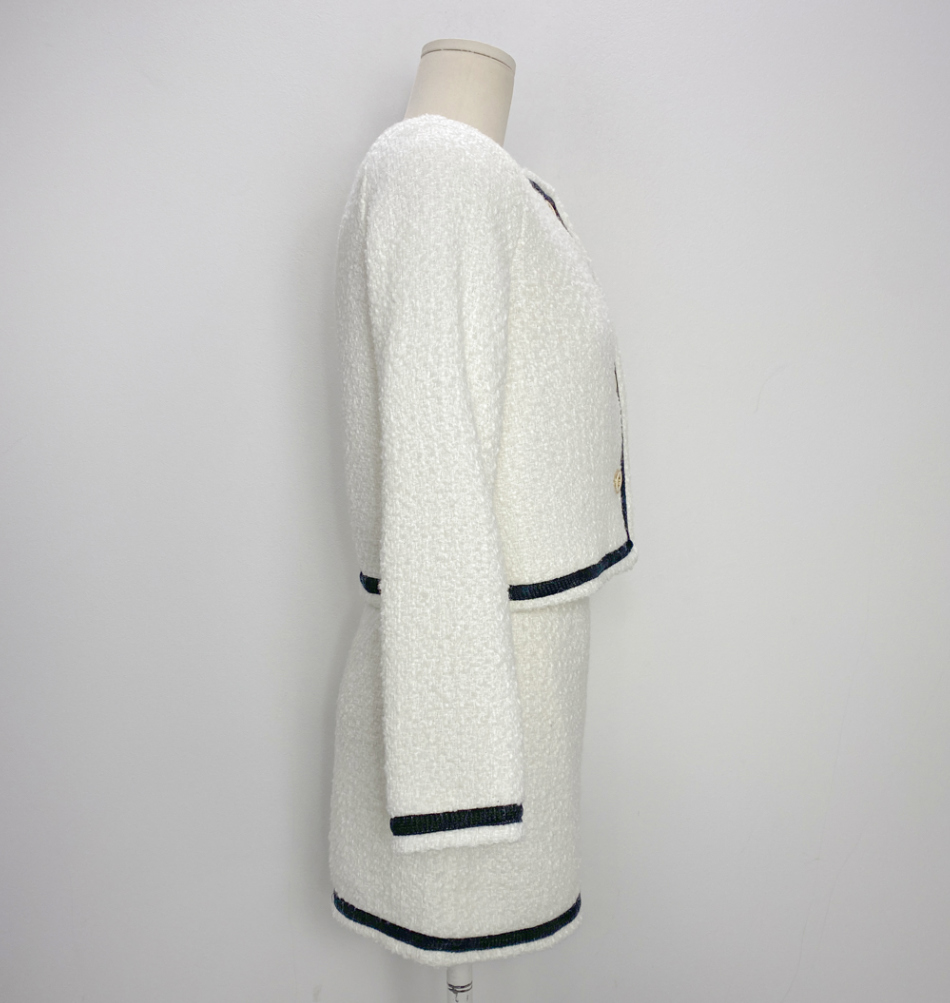 配色ツイードジャケット&HラインミニスカートSET | レディース