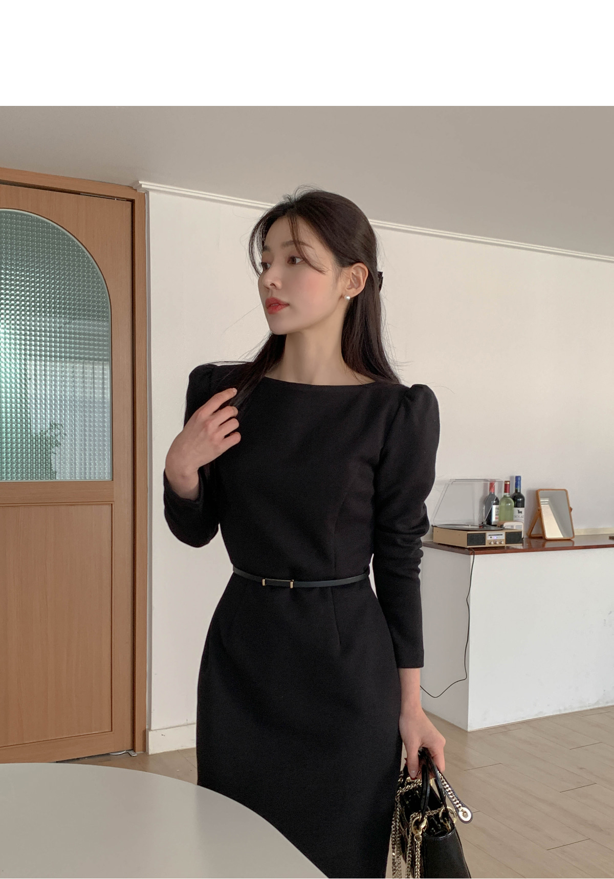 ピーチ起毛ドレープボートネックワンピース | レディース