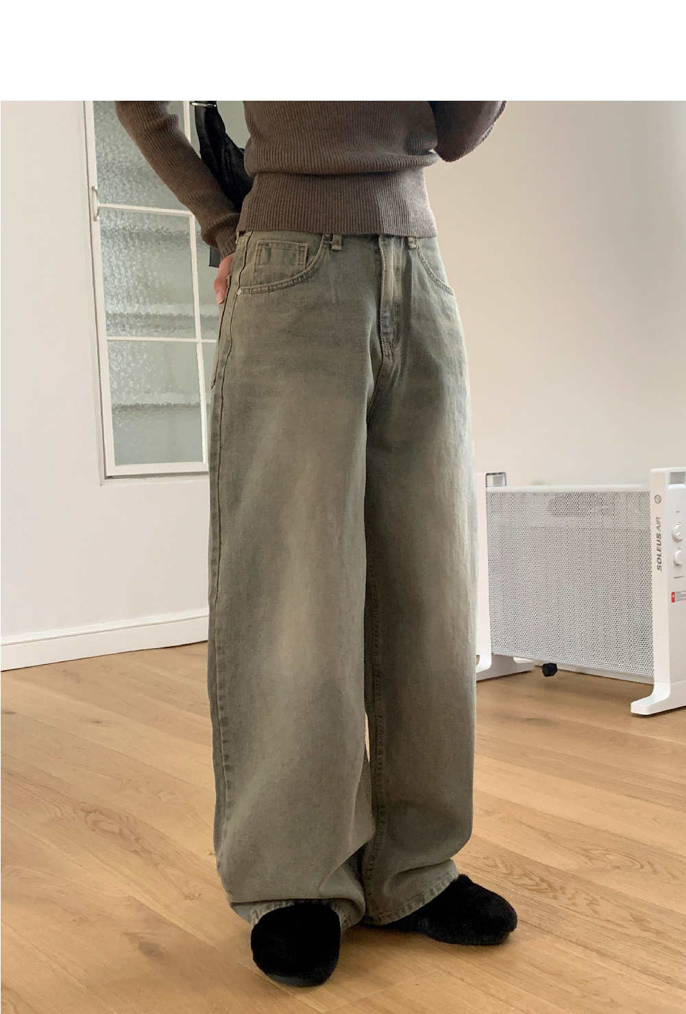 ライトグレーウォッシュドラウンドレッグデニム ウォッシュ加工ワイドレッグデニムパンツ - ライトグレー | ZARA
