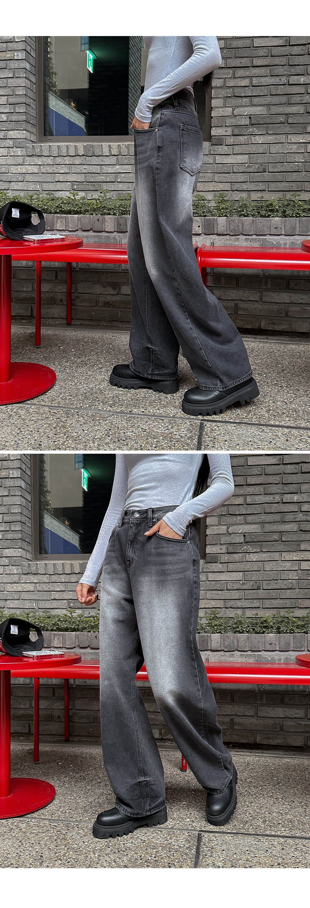 ★ JEANS★ 25SS ブラック ウォッシュ ワイド デニム NVRFRGT - 【25SS】3D ツイステッド ワイド レッグ ジーンズ