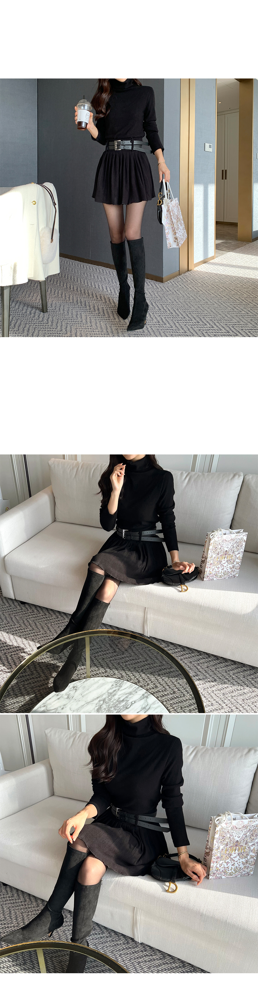 タートルネックニット&ニットスカートSET | レディースファッション