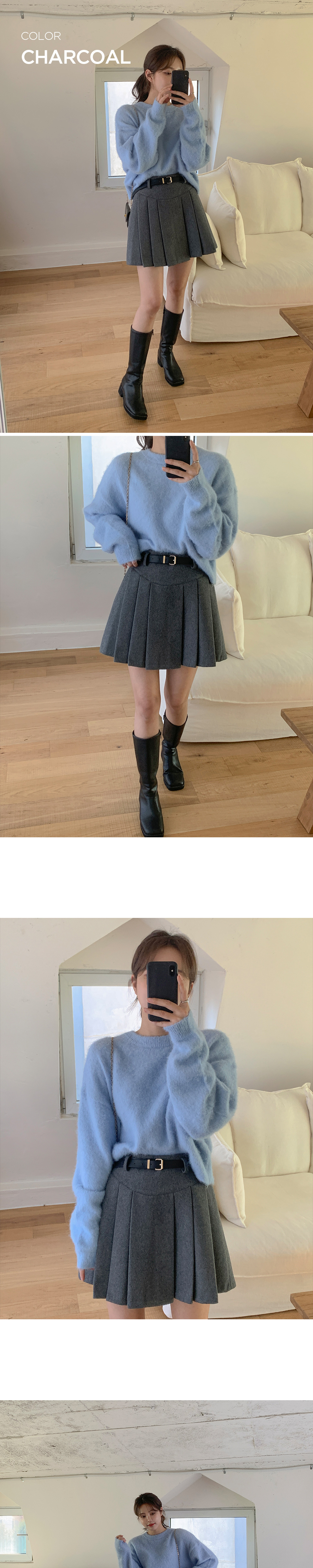 【希少】PRADA ウールとカシミア混紡 ミニスカート ブルー 希少】PRADA ウールとカシミア混紡 ミニスカート ブルー
