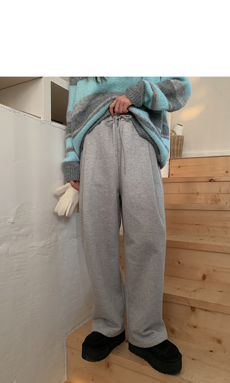 裏起毛ピンタックスウェットパンツパンツ | レディースファッション