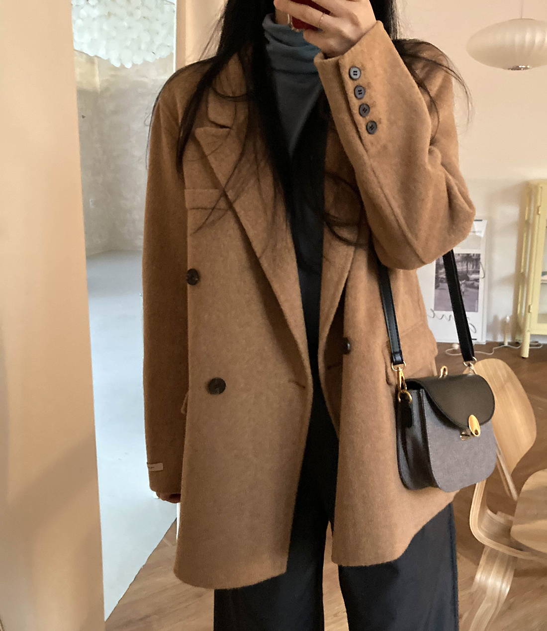 DKNY☆ボルドーレッド☆ウールコート サイズLL～3Lクリーニング済み ダナキャランニューヨーク DKNY ウールライダース型 コート