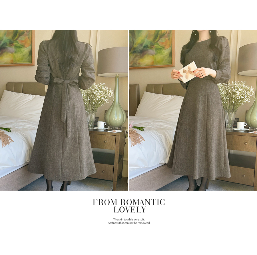 ヘリンボーンフレアワンピース | レディースファッション通販 - DHOLIC