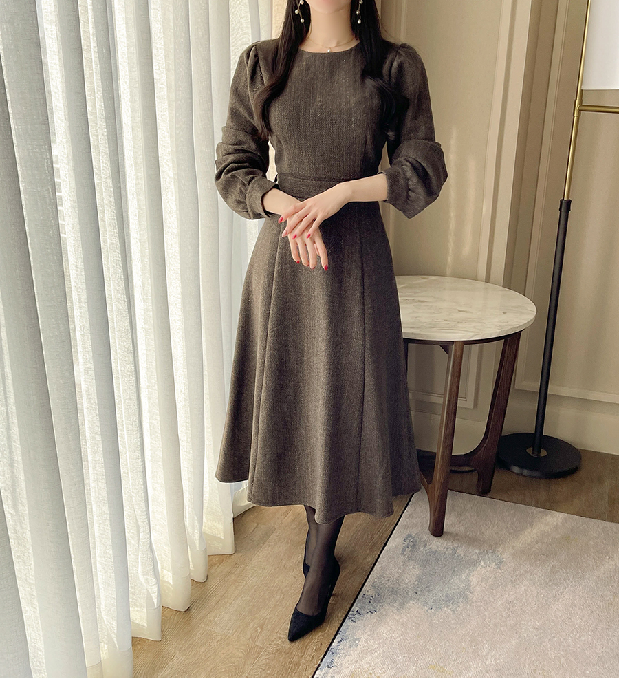 ヘリンボーンフレアワンピース | レディースファッション通販 - DHOLIC