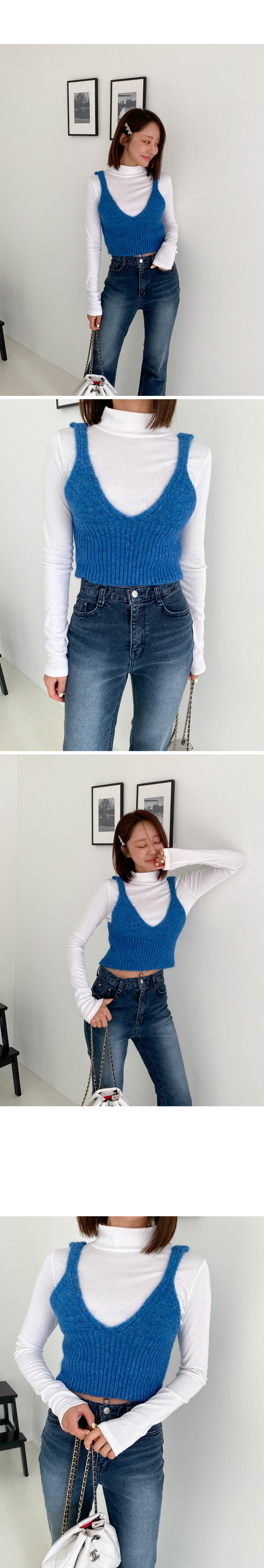 yanyan ヤンヤン ニットビスチェ ウールベスト 青系 装飾付き YANYAN(ヤンヤン)の【SPURSHOP別注】ニットベスト通販 | mirabella