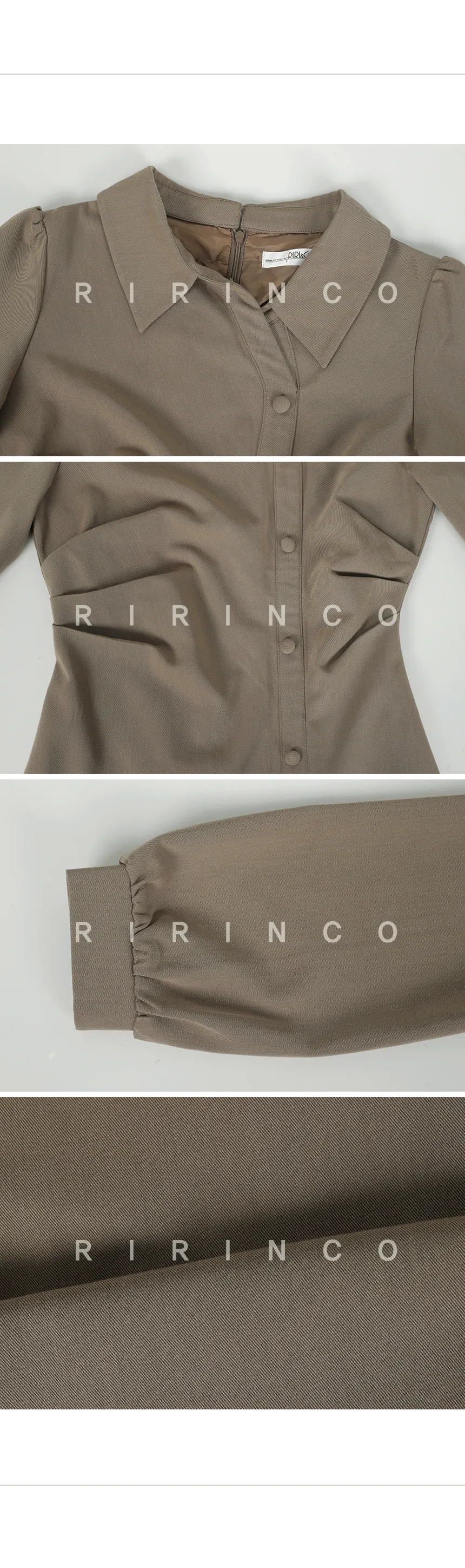 RIRINCO カラーネックシャーリングロングワンピース