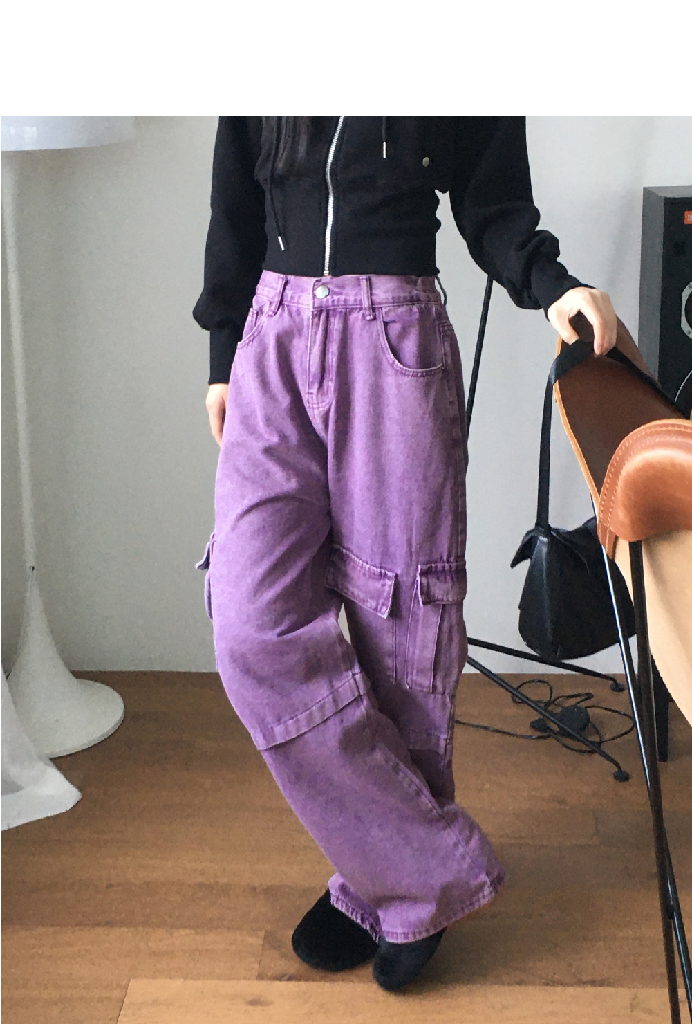 ピグメントパープルカーゴデニムパンツ | レディースファッション通販