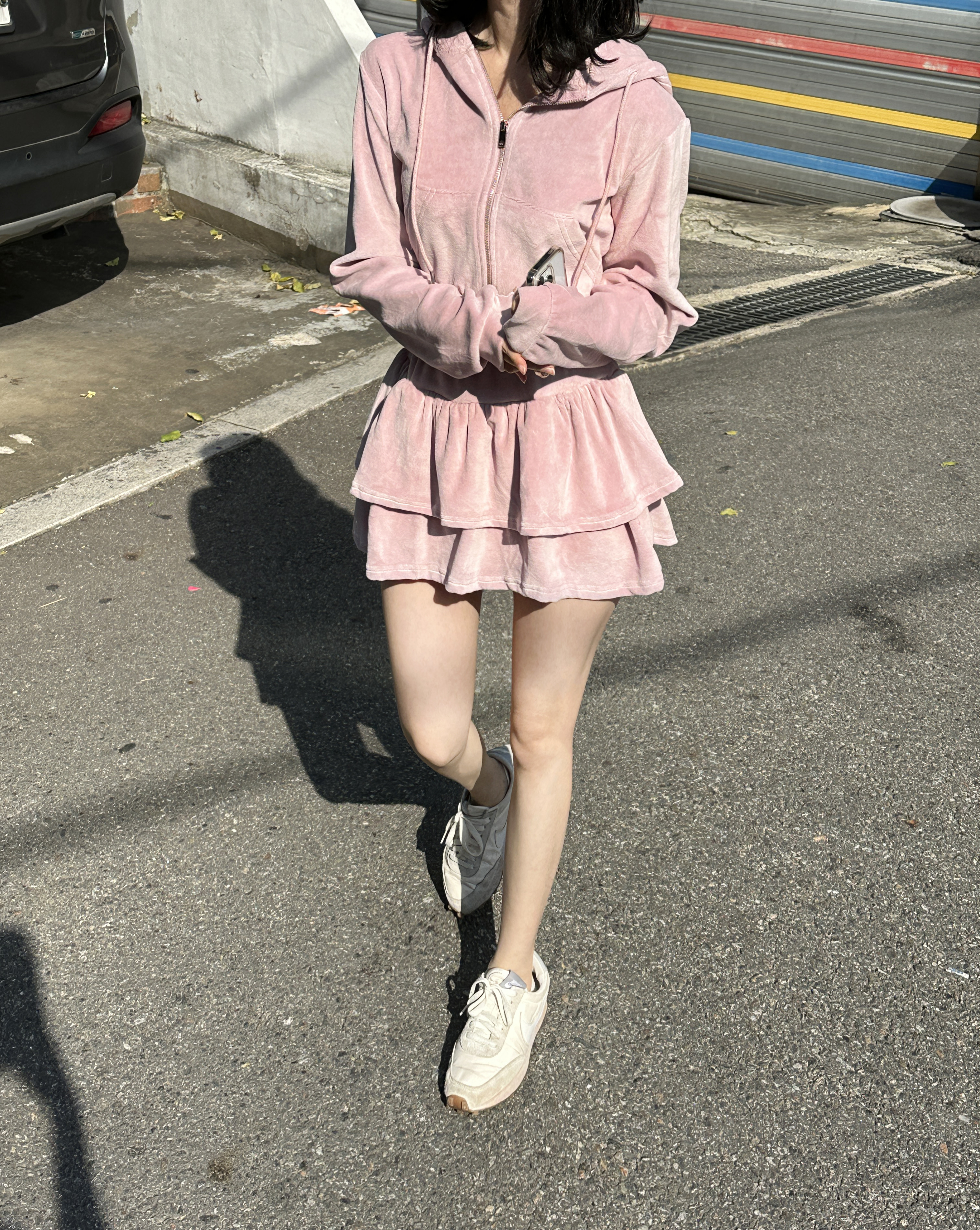 ベロアパーカー&ダブルフリルミニスカートSET | レディース