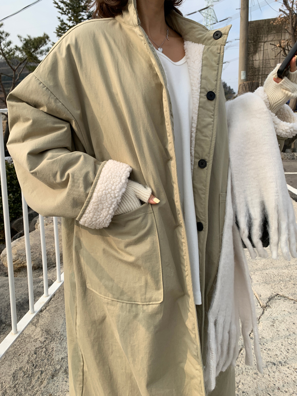 リバーシブルボアロングコート | レディースファッション通販 - DHOLIC