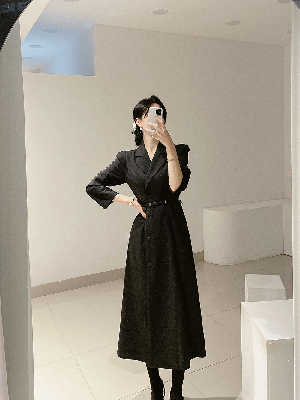 パフラインジャケット風ロングワンピース | レディースファッション