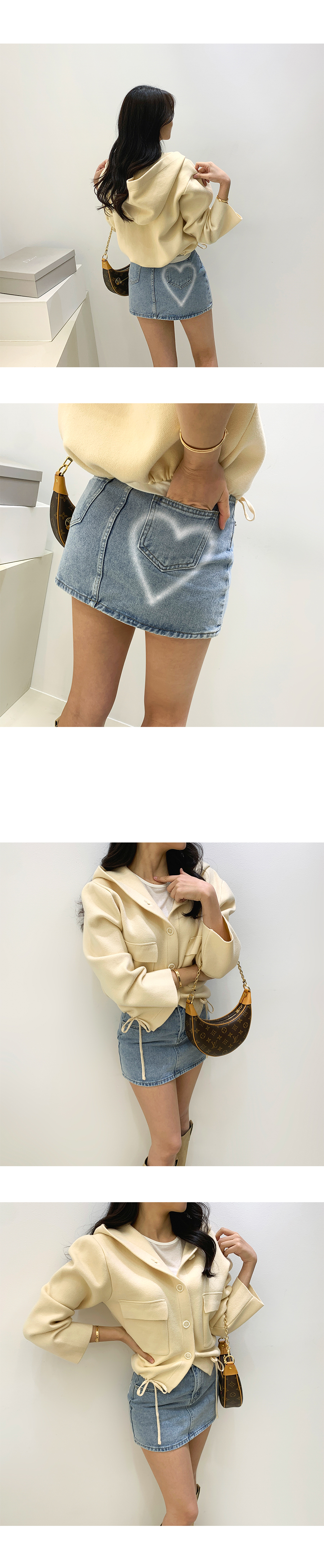 アンドマリー　デニム ハート型ポケット ミニスカート Bubbles - アンドマリー Andmary Amy denim mini skirt Mの通販