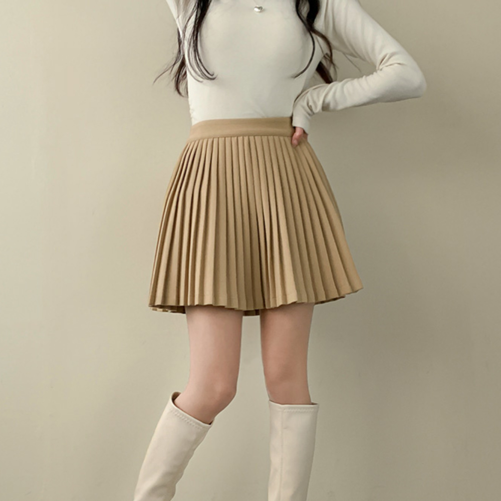 日本未入荷◇コットンギャバジン プリーツミニスカート 日本倉庫即納】 プリーツミニスカート インナーパンツ付き