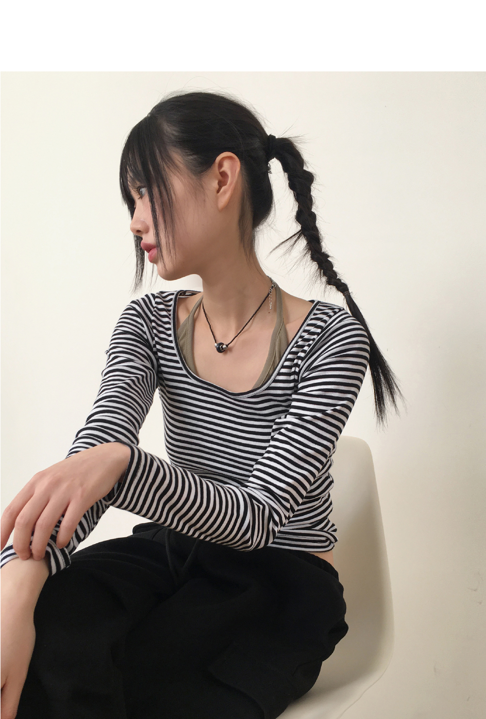 ボーダークロップド長袖Tシャツ | レディースファッション通販 - DHOLIC