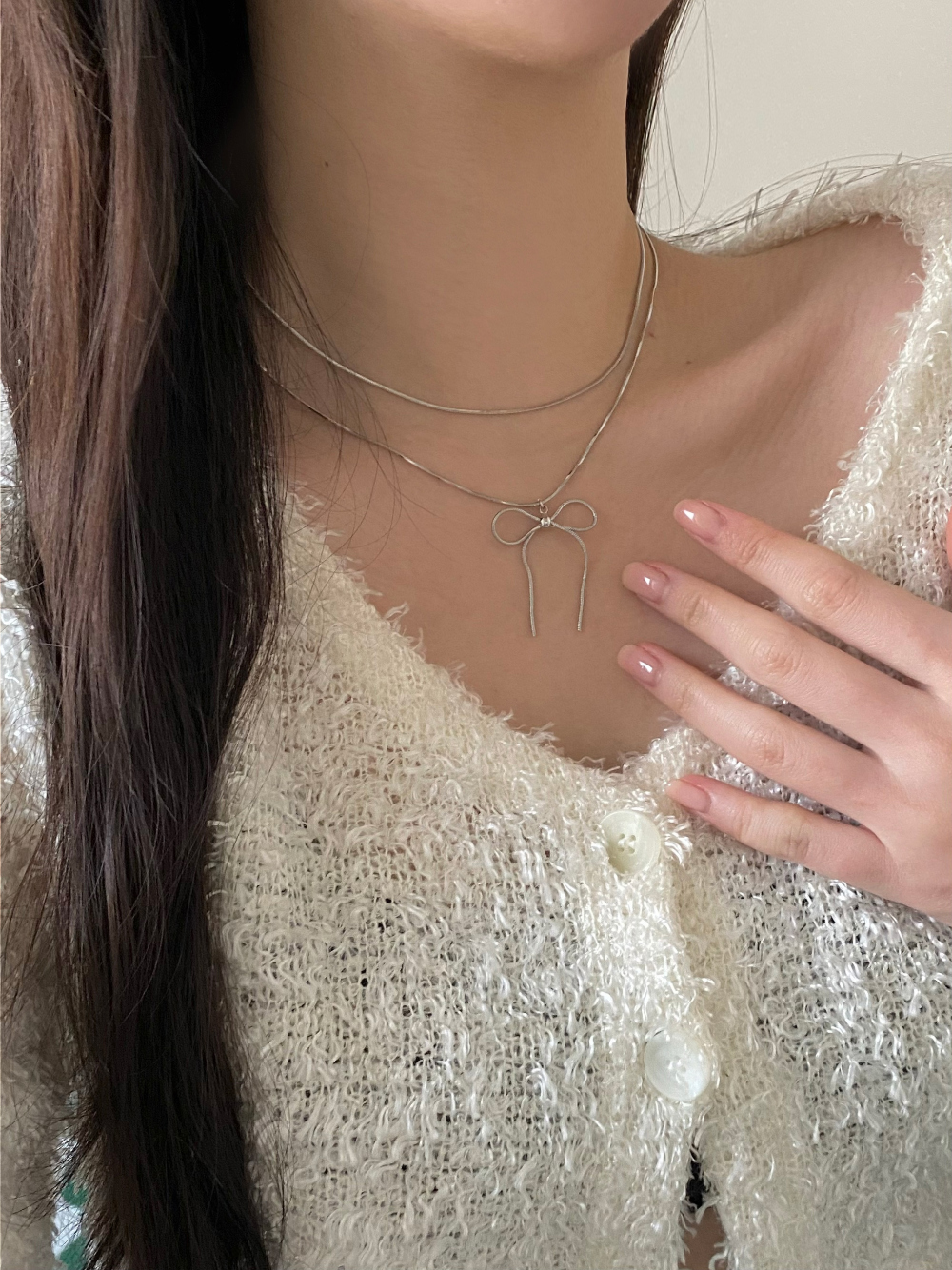 シルバーチョーカー&リボンネックレスSET | レディース