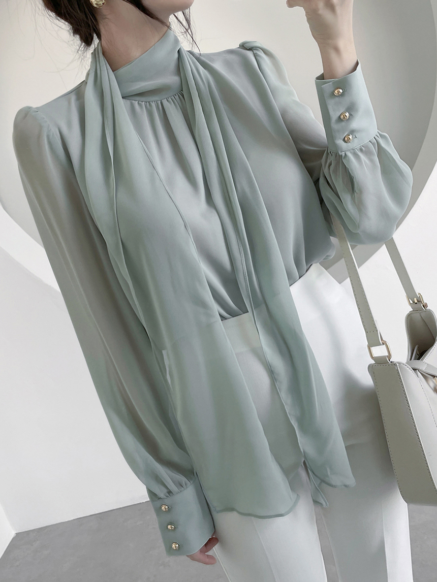 シャーリングシフォンボウタイブラウス | レディースファッション通販