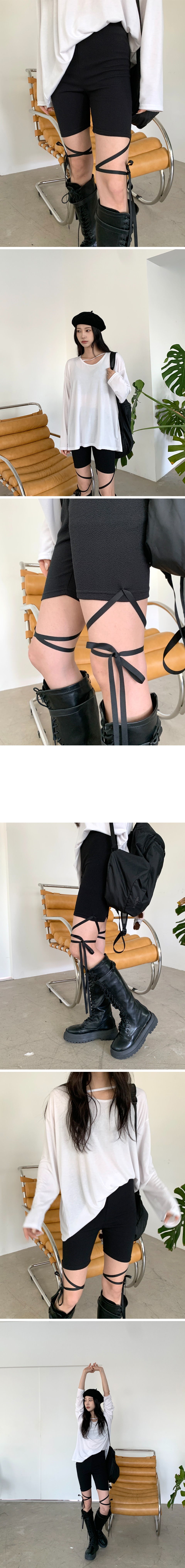 リボンハーフレギンスパンツ・p637237