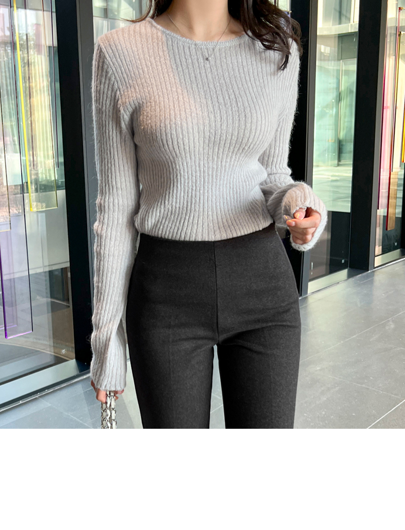 モヘア混リブラウンドニット | レディースファッション通販 - DHOLIC