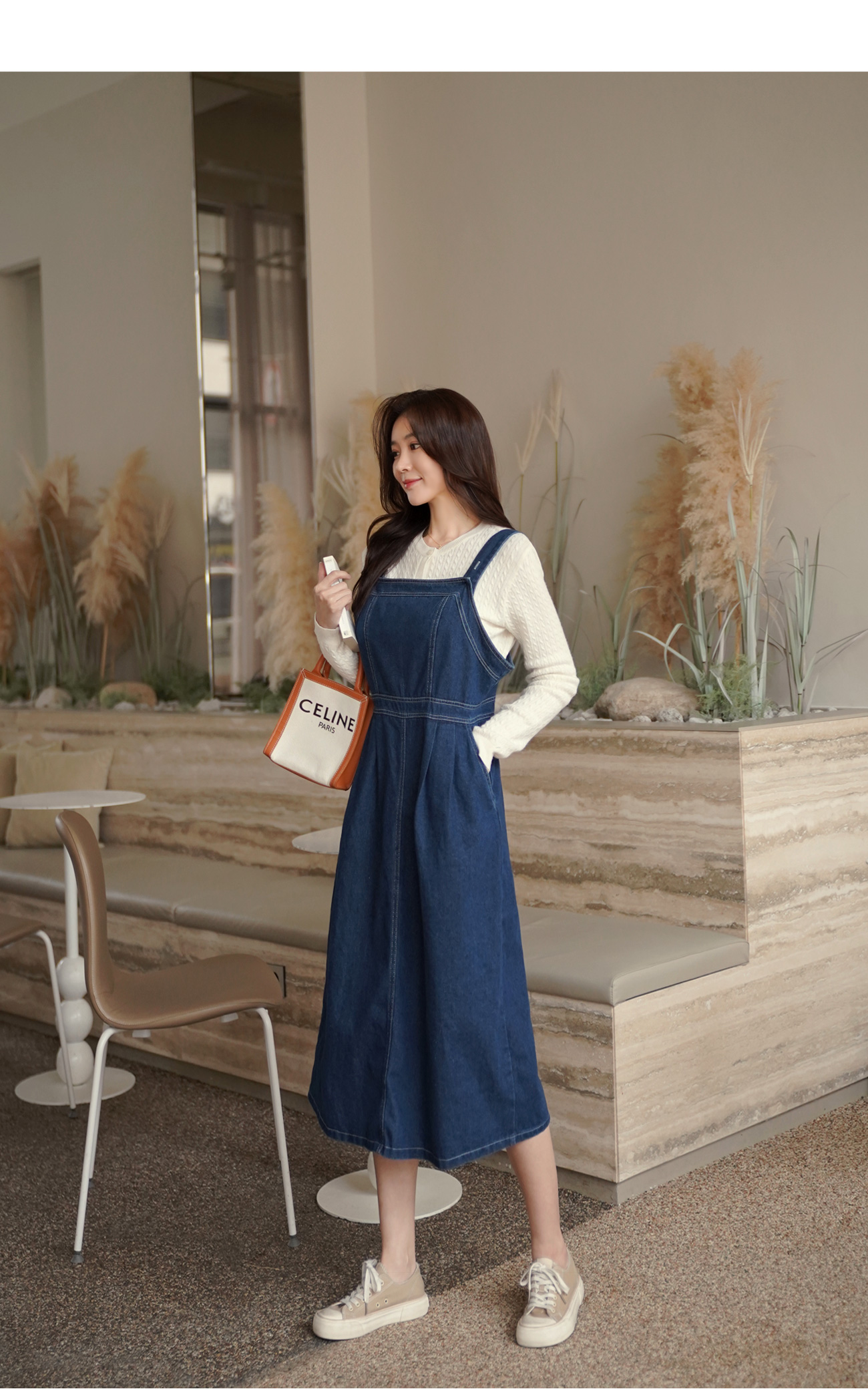 ツータックデニムサロペットワンピース | レディースファッション通販